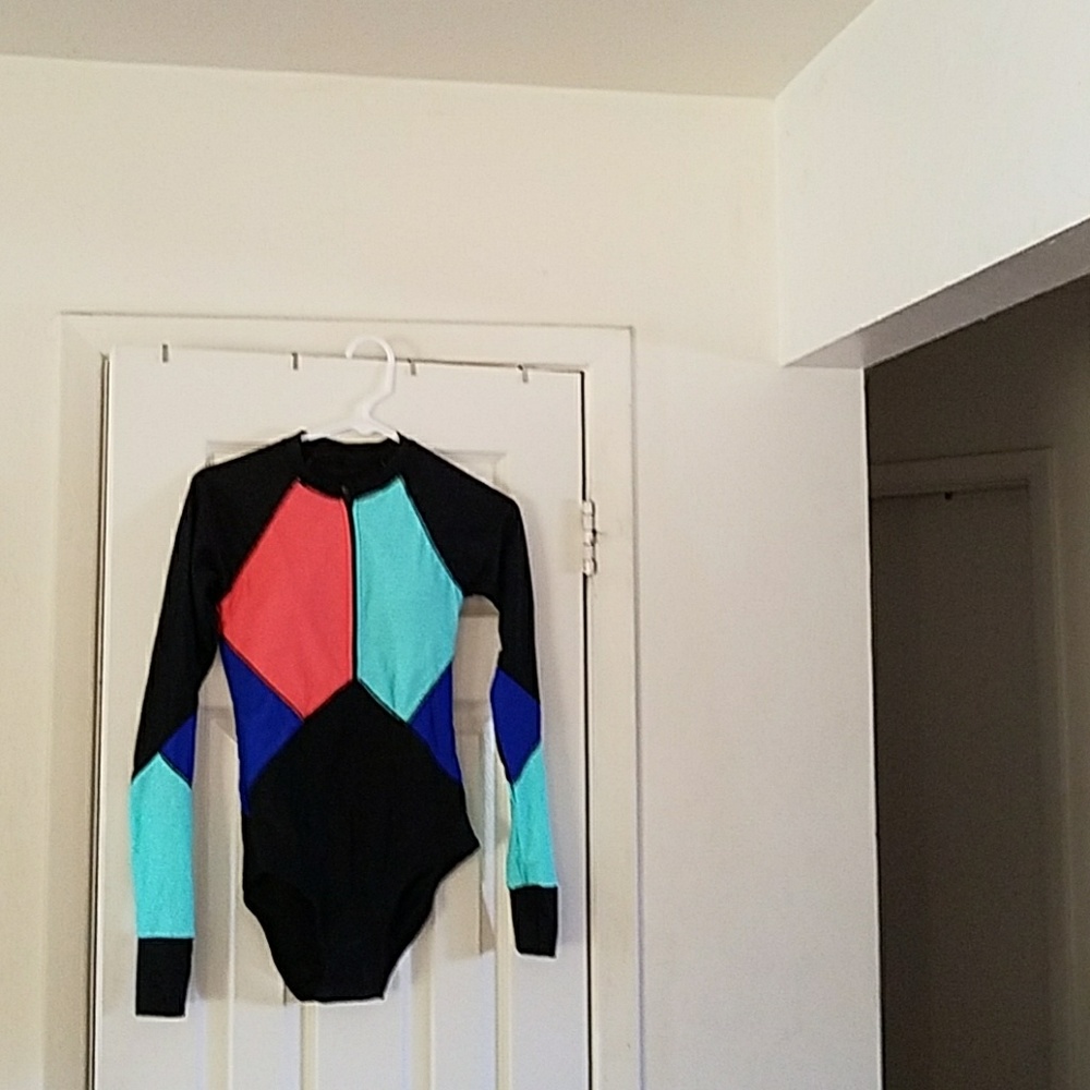 long sleeve one piece swimsuit with thumb holes